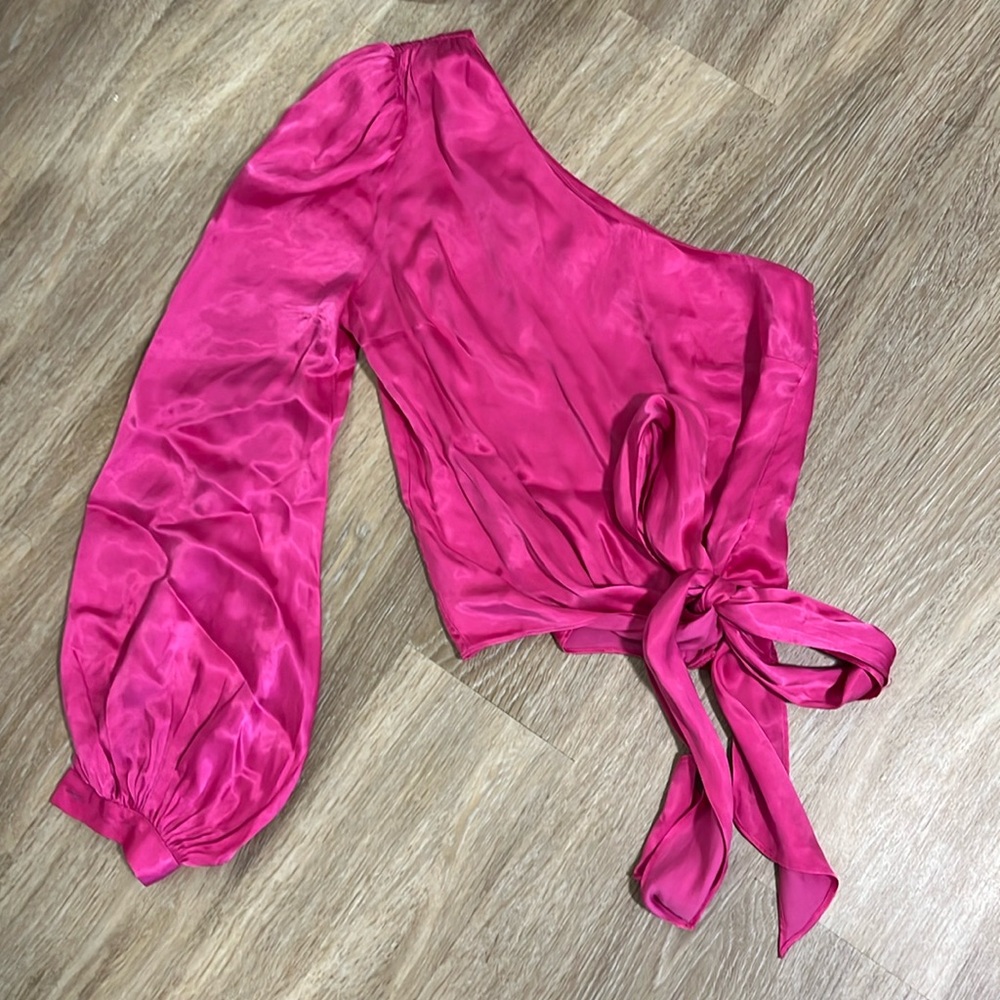 Lovers + Friends Pink One Shoulder Barbie Blouse